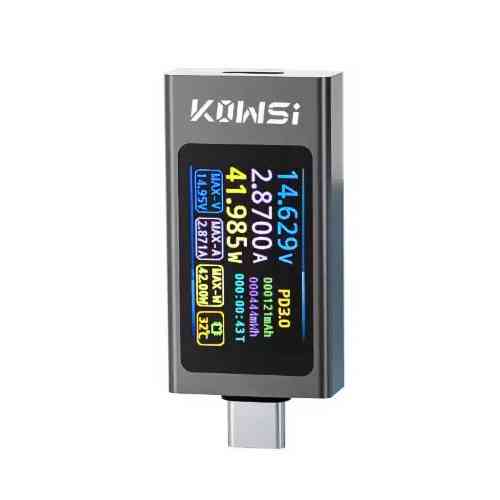 USB тестер KWS-X1 Type-C 4–30 В 12 А QC PD PPS для вимірювання струму, напруги та потужності Київ