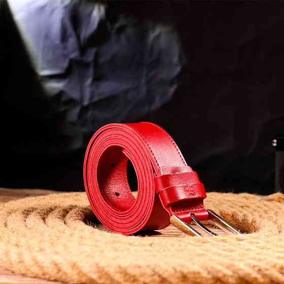 Добротный женский ремень под джинсы из натуральной кожи Grande Pelle 21455 Красный Киев