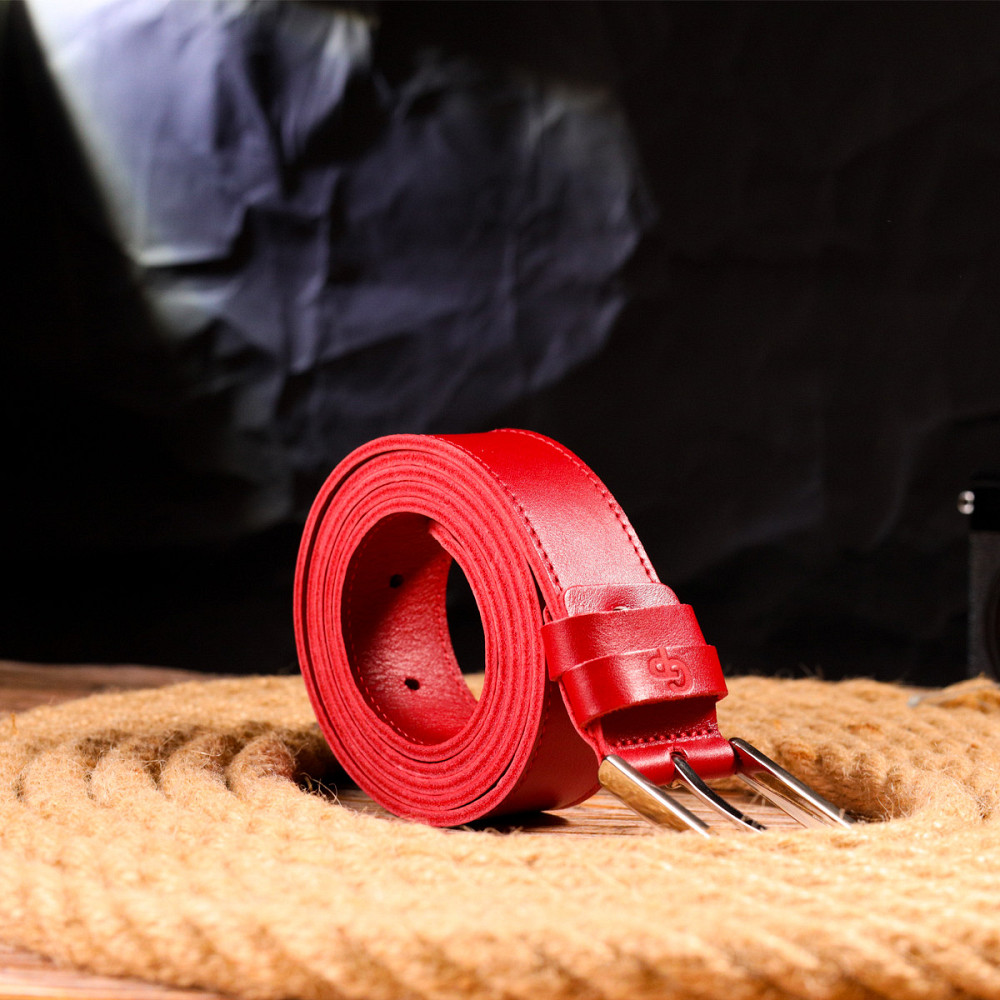 Добротный женский ремень под джинсы из натуральной кожи Grande Pelle 21455 Красный Киев - изображение 6