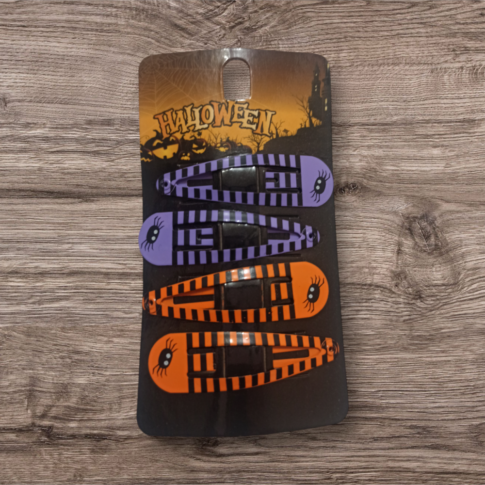 Набор 2 заколки с принтом фиолетовый и 2 заколки с принтом оранжевый для волос на Хэллоуин Киев - изображение 2