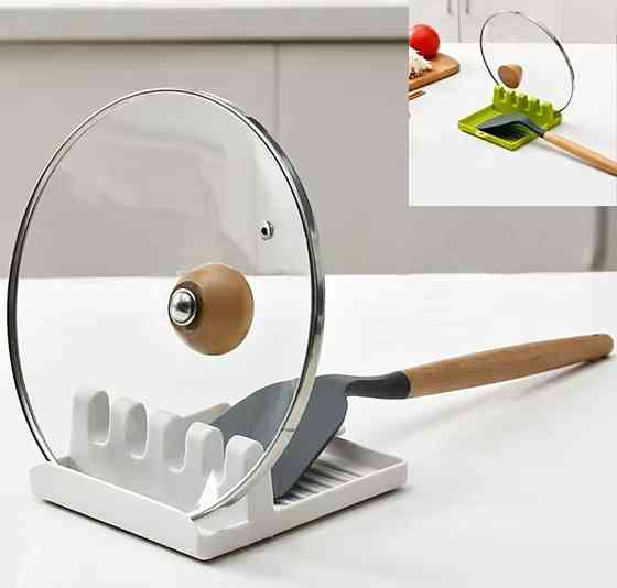 Тримач для кухонних ложок та кришки органайзер для кухні 143 на 127 мм сірий Київ