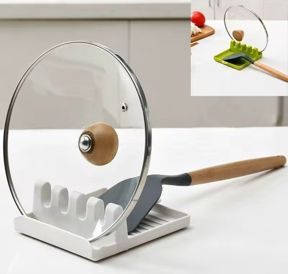 Тримач для кухонних ложок та кришки органайзер для кухні 143 на 127 мм сірий Київ - фото 6