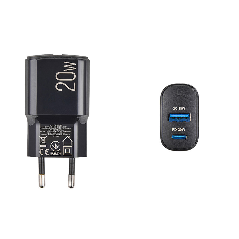 Мережевий зарядний пристрій Brevia ePower PD20W USB-C+USB-A чорний Львів - фото 4