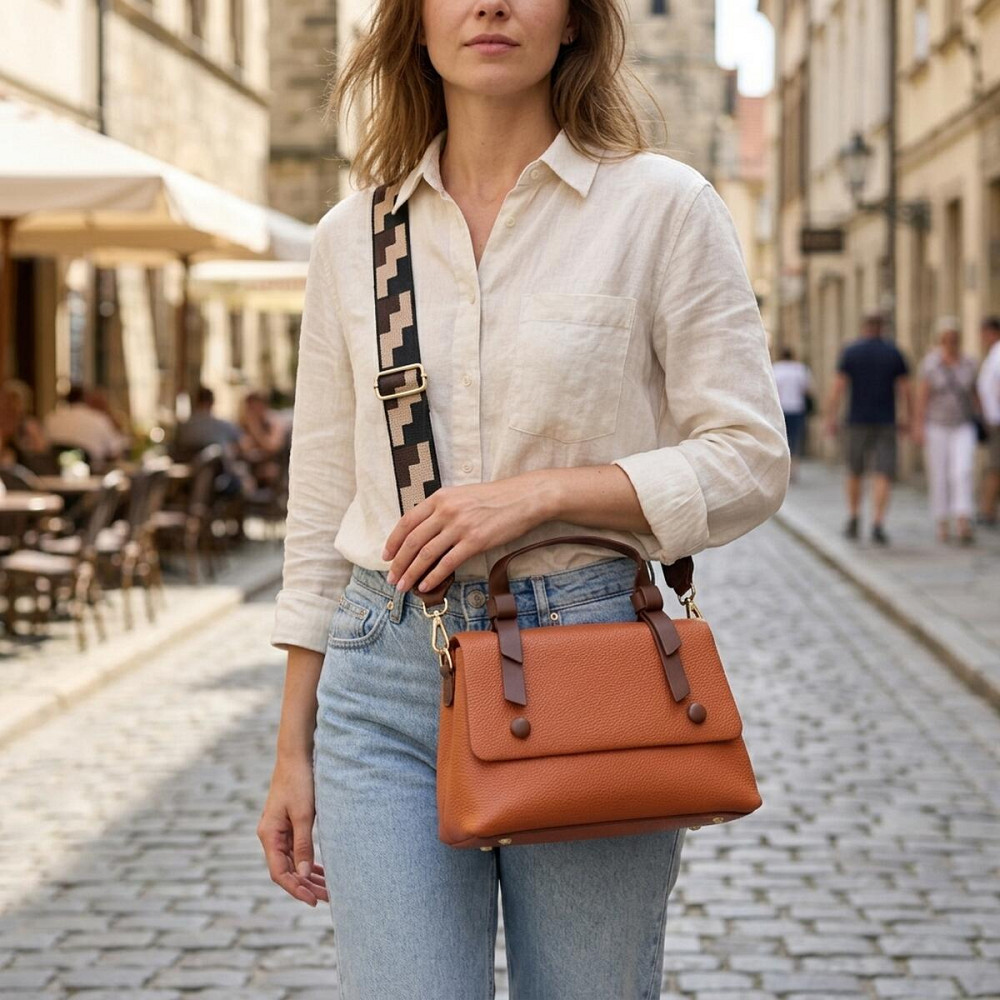 Елегантна сумка для жінок з короткою ручкою з натуральної шкіри Vintage 22669 Руда Київ - фото 12