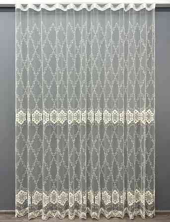 Тюль VR-Textil 1850т Фатин с вышивкой и люрексом Молочный 300х270 см (40-200) Киев