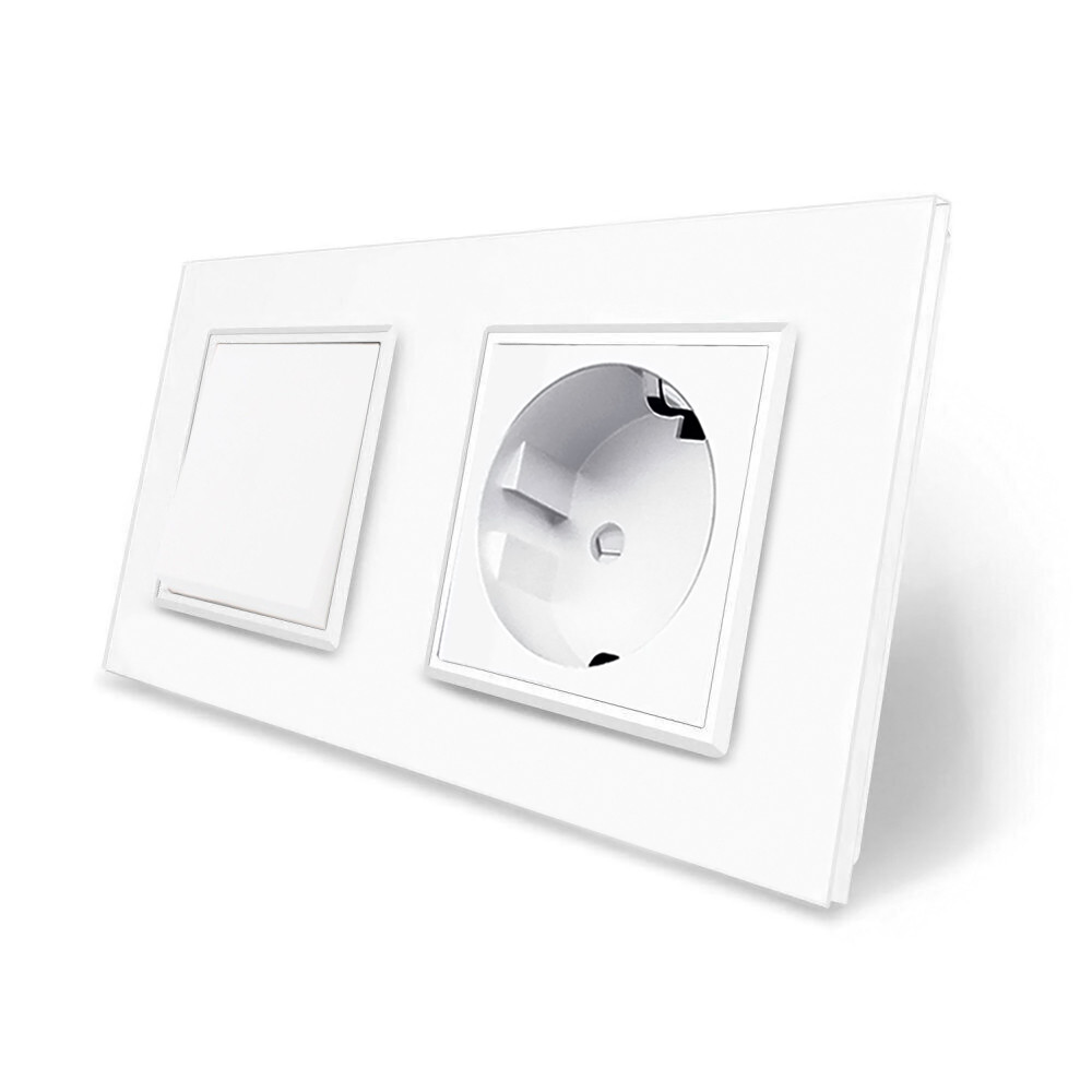 Одноклавішний вимикач з розеткою Livolo білий скло (VL-C7C1EUK1-11) Коломыя - изображение 3