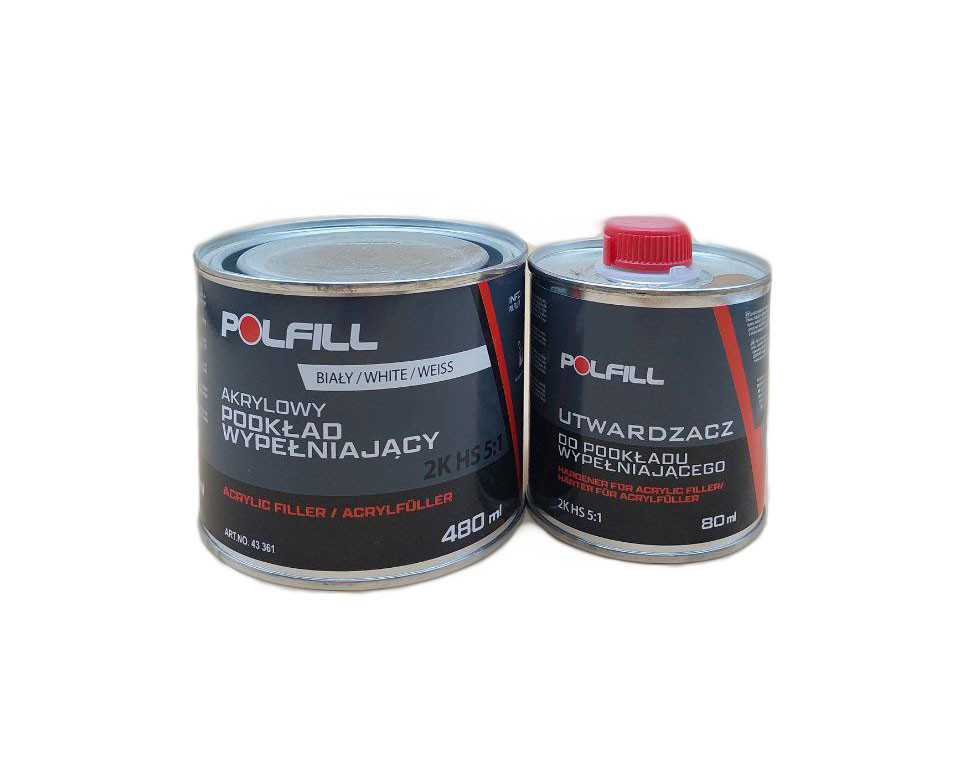 Грунт акриловый 5:1 2K HS белый 400мл+80мл затв. Polfill Киев - изображение 1