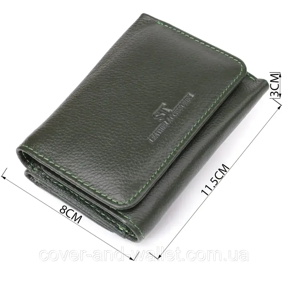 Компактный женский кошелек зеленого цвета на магнитной фиксации ST 403 Киев - изображение 4