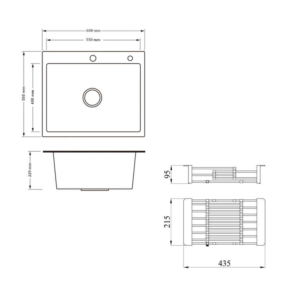 Комплект Lidz Handmade H6050HB Мойка для кухни интегрированная Decor Black PVD Honeycomb в комплекте с дозатором+ LIDZK01B Корзина Киев - изображение 2