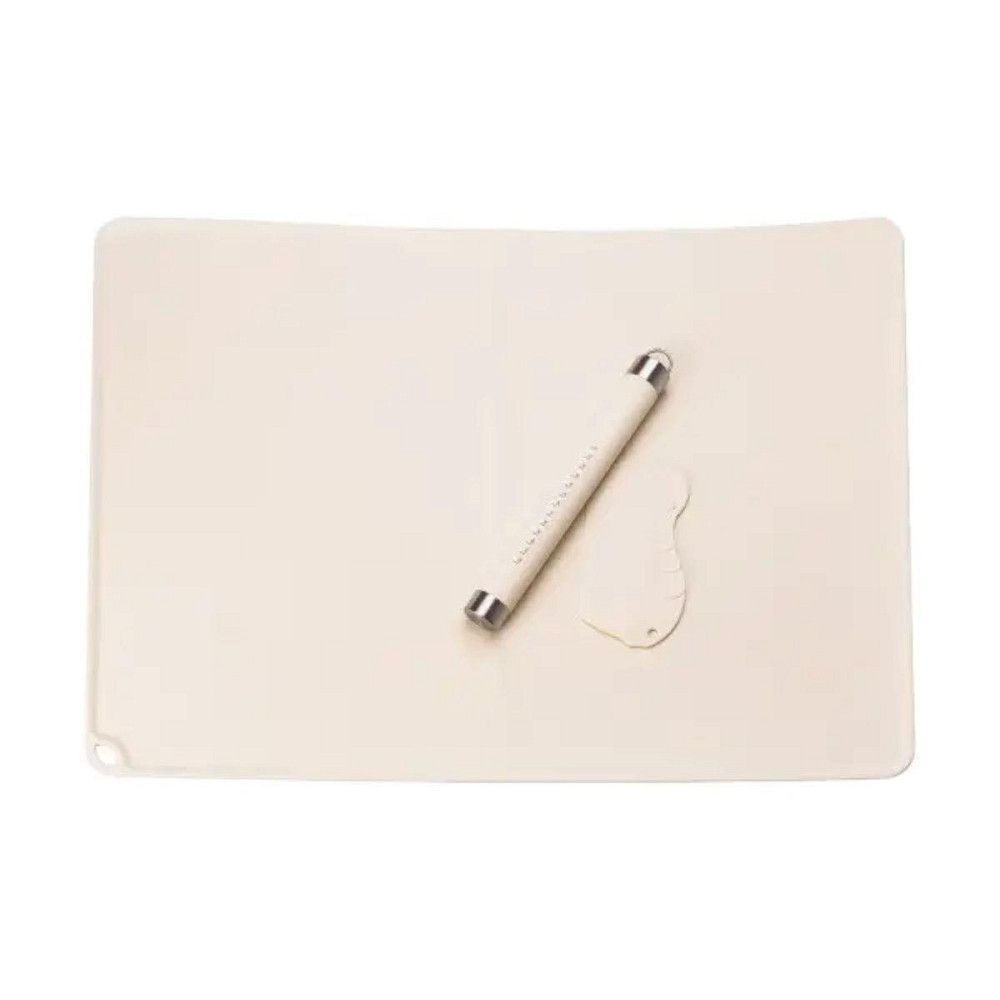 Силіконовий коврик з качалкою для тіста Бежевий Київ - фото 1