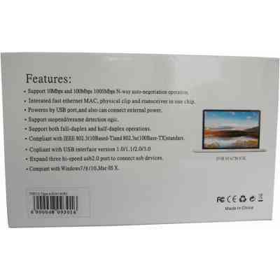 Концентратор Dynamode USB 3.0 Type-A - RJ45 Gigabit Lan, 3*USB 3.0 (USB3.0-Type-A-RJ45-HUB3) Вінниця