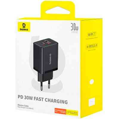 Зарядний пристрій Baseus 1xUSB-C 30W + 1xUSB black (P10111404113-00) Вінниця