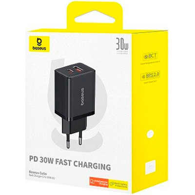 Зарядний пристрій Baseus 1xUSB-C 30W + 1xUSB black (P10111404113-00) Вінниця - фото 6