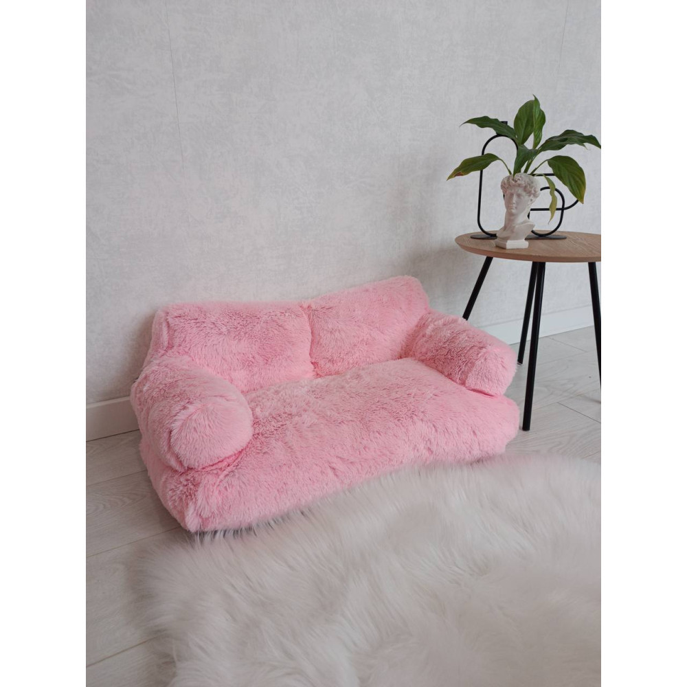 Хутряний диван лежак для собак і кішок спальне місце для тварин знімни Incor рожевий 10079 Київ - фото 3