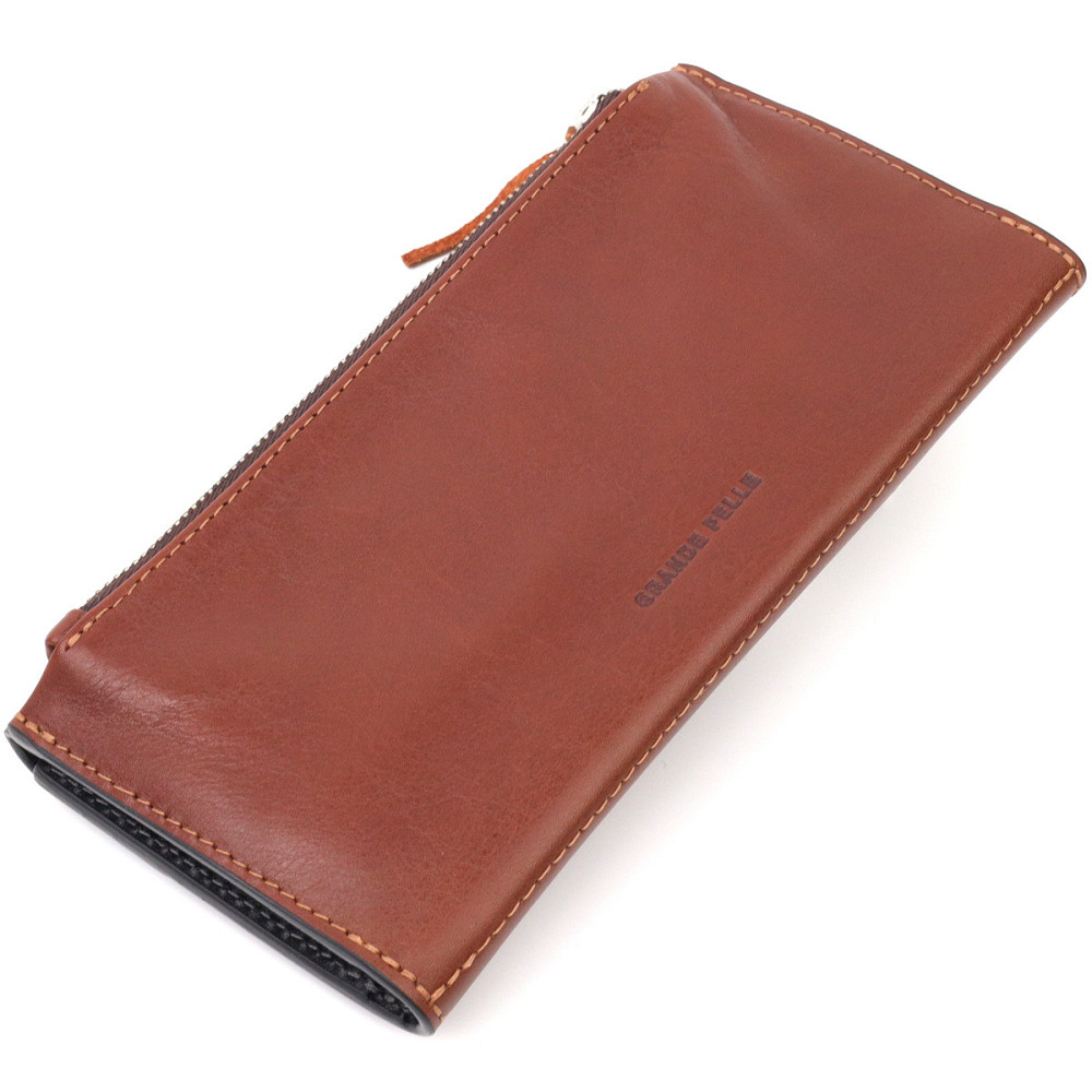 Практичное мужское портмоне Коричневый (GRANDE PELLE) Киев - изображение 6