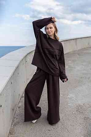 Женский стильный оверсайз костюм двойка: кофта и штаны турецкая трехнить петля пенье Одесса