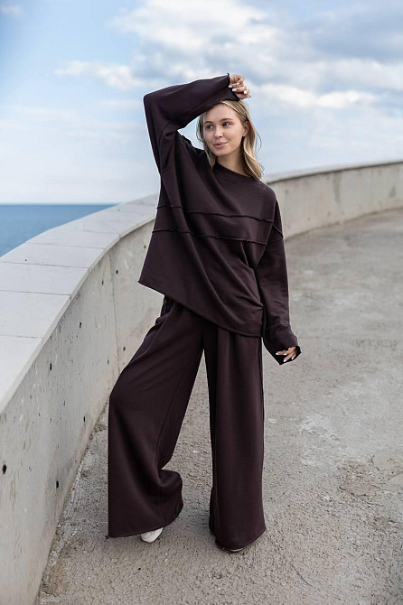 Женский стильный оверсайз костюм двойка: кофта и штаны турецкая трехнить петля пенье Одесса - изображение 6