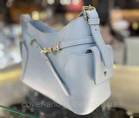 Модна жіноча шкіряна сумка через плече блакитного кольору Virginia Conti Київ