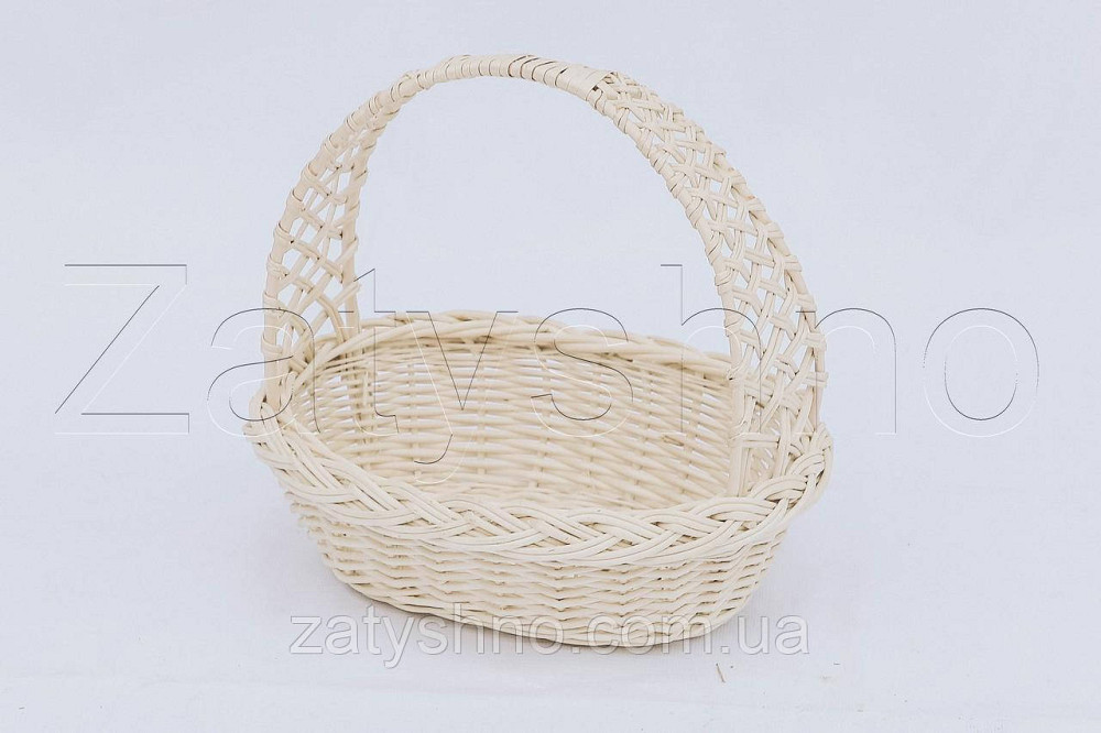 Кошик білий із лози середній | плетений кошик із лози | кошики з лози Київ - фото 3