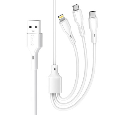 Дата кабель USB 2.0 AM to Lightning + Micro 5P + USB-C 1.0m 2.4A XO (CB-23U3) Вінниця - фото 1