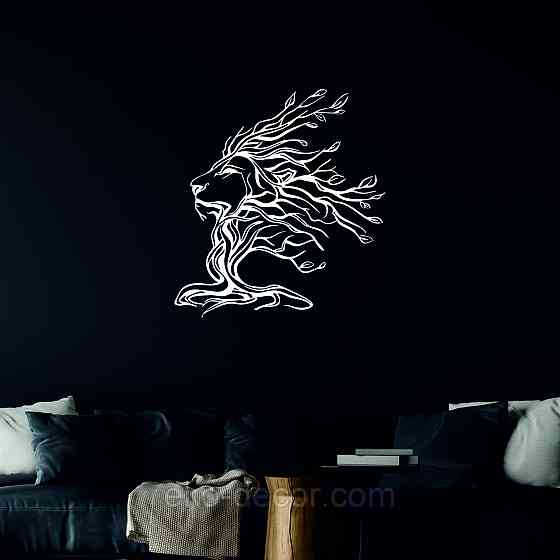 Декоративное настенное 3D Панно «Лев» Декор на стену с объемом 70*64 см, Белый Киев