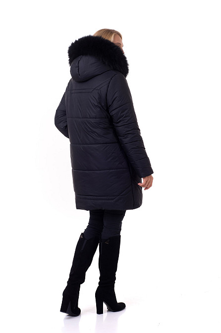 Жіночий пуховик чорний із капюшоном від виробника 164 Київ - фото 4