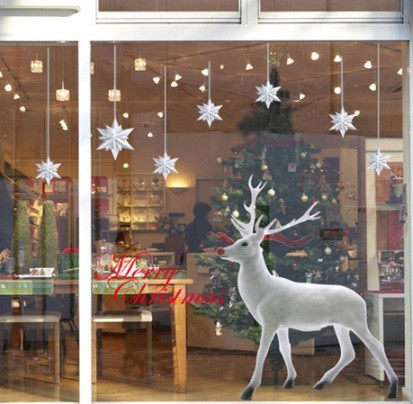 Новорічна наклейка Олень силіконова 90 на 60 см різнобарвний Київ - фото 8