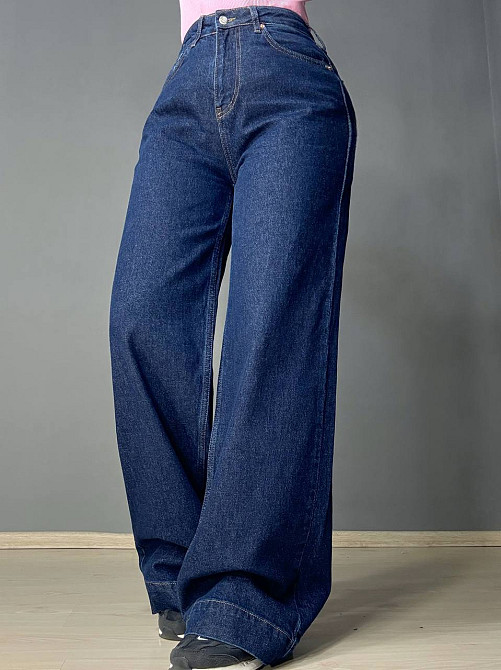 Джинси жіночі Mikaletta G-10 wide leg палаццо кльош з манжетом темно-сині, темно-синій, 26, 26, 72 см, 100 см Київ - фото 14