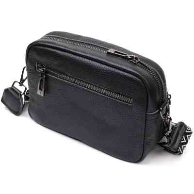 Сумка Vintage Компактная женская кросс-боди из натуральной кожи Черная (22294) Винница