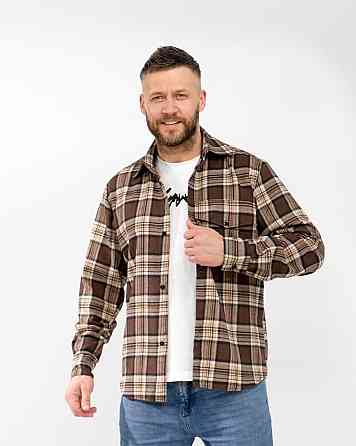 Чоловіча повсякденна сорочка в карту турецький котон фланель Шоколад, 54/56 Одеса