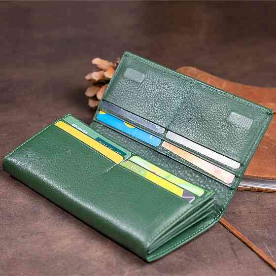 Гаманець на магнітах з клапаном жіночий ST Leather 19240 Зелений Київ