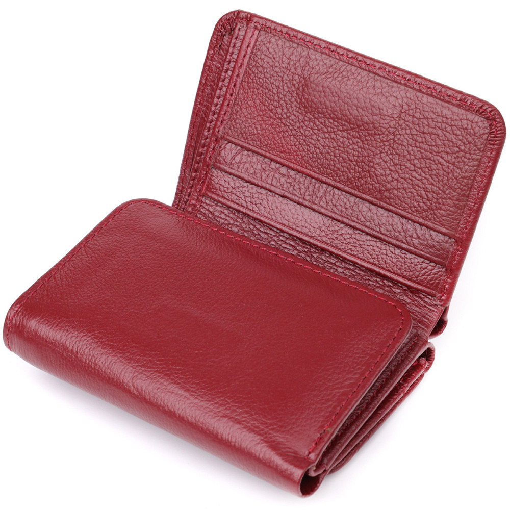 Компактный кошелек удобного формата из натуральной кожи Бордовый (ST Leather) Киев - изображение 9