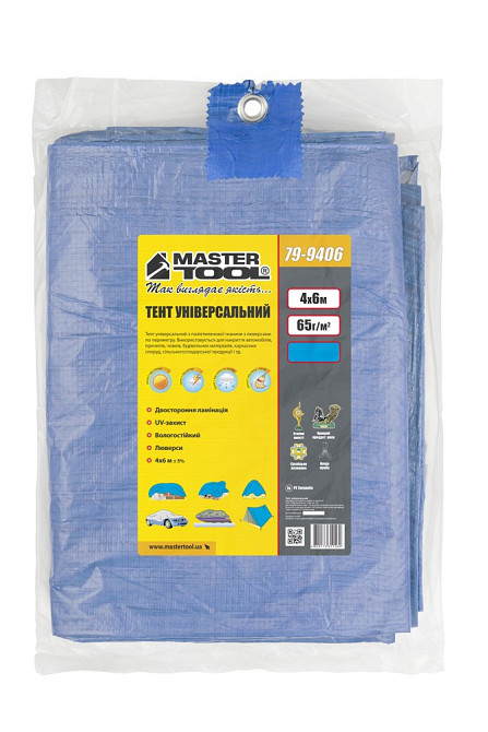 MASTERTOOL Тент MASTERTOOL BLUE 4х6 м 65 г/м² 79-9406 Коломыя - изображение 4