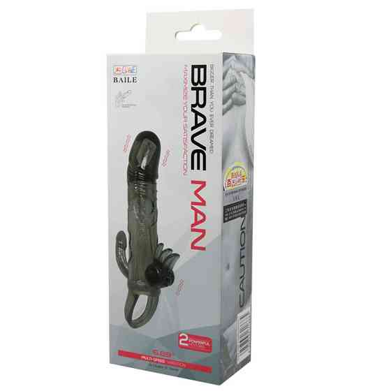 Насадка на член - Brave Man Vibrating Penis Sleeve Black Sex Aura Київ