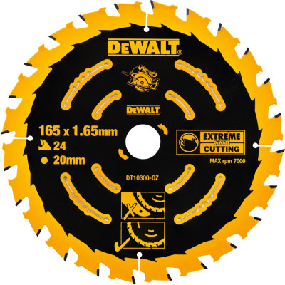 Диск пильний DeWALT EXTREME, 165 х 20, 24 z, геометрія зуба ATB, 18 град (DT10300) Вінниця - фото 1