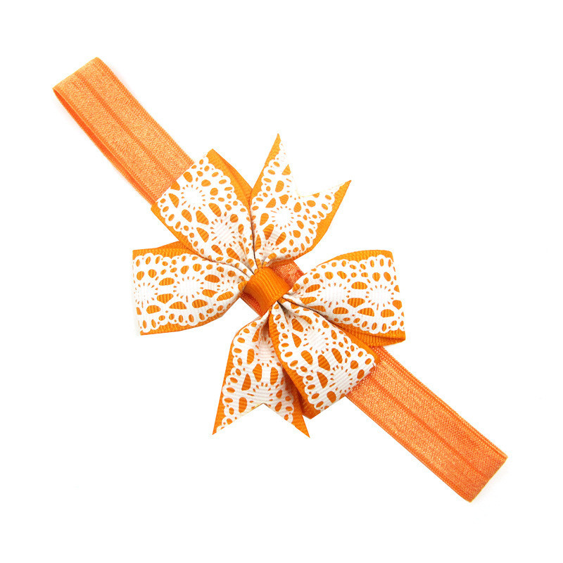 Детская повязка с кружевным принтом one size оранжево-белый Киев - изображение 1