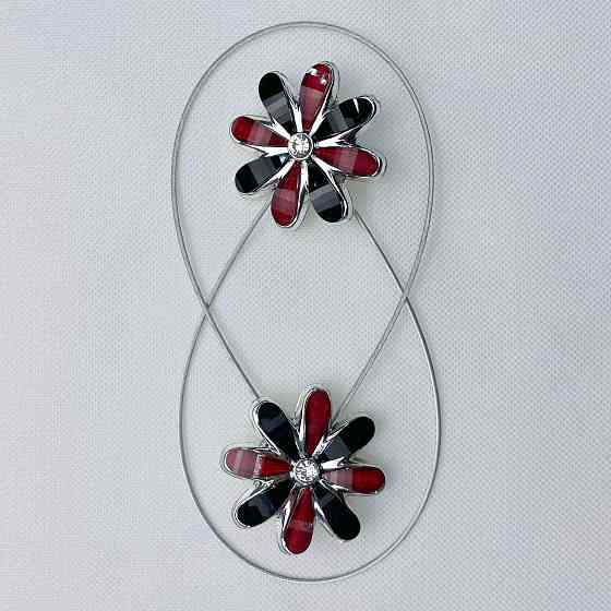 Магніти для штор та гардин "Квітка" набір 2 шт Червоний з чорним (81-253) Київ