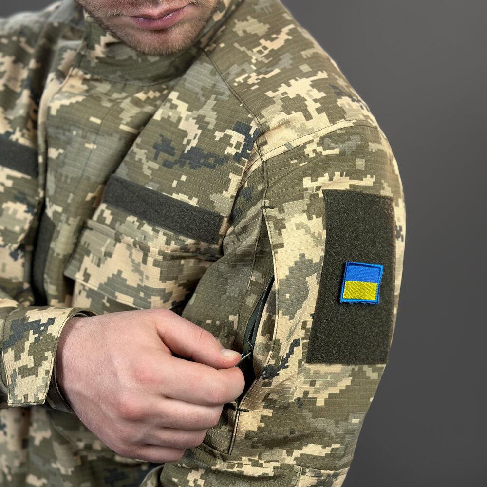 Чоловічий тактичний кітель демісезонний з кишенями піксель Pobedov Rip-Stop XL Київ - фото 9