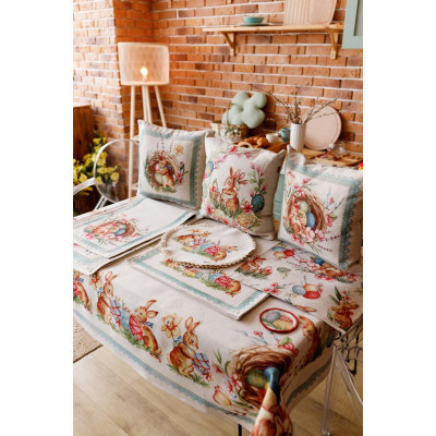 Наволочка Прованс гобеленовая декоративная Зайчатая в веночке Злагода 45х45 см (034254) Винница - изображение 4