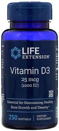 Вітамін Д-3 (холекальциферол) Life Extension Vitamin D3 1000 МЕ 250 кап Київ