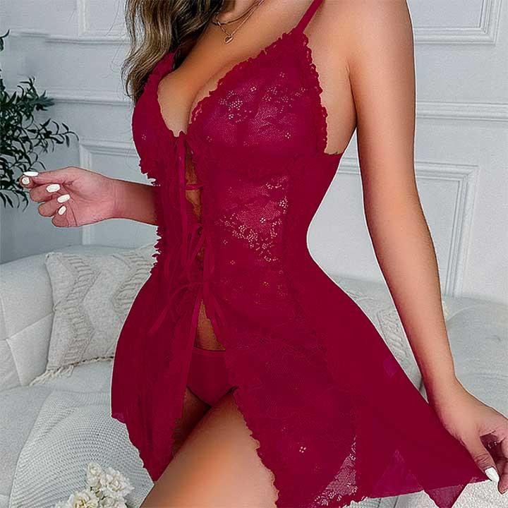 Спокусливий пеньюар бордовий— S/M — Еротична білизна Вінниця - фото 1