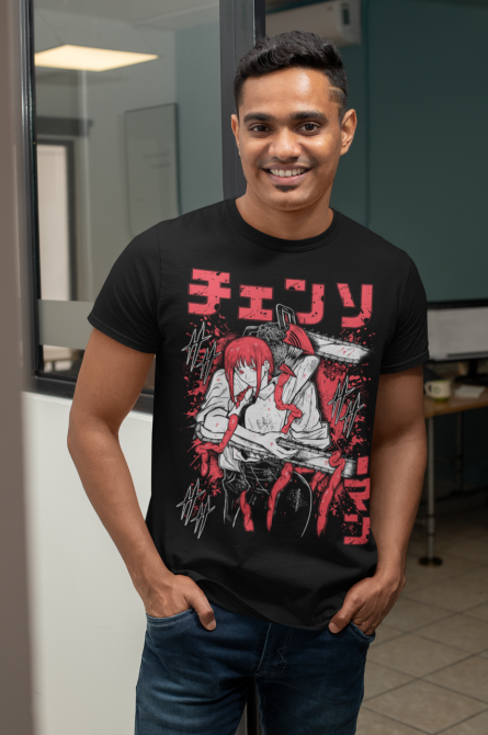 Футболка з аніме принтом Людина-бензопила оверсайз (S/M/L) Чорний AnimeJ0652 Дніпро - фото 4