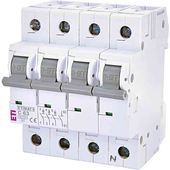 Автоматичний вимикач ETI ETIMAT 6 3p+N C 63 А (6 kA) (2146522) ( 29688 ) Харків