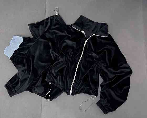 Женский стильный повседневный костюм из нежного велюра Черный, 46/48 Одесса