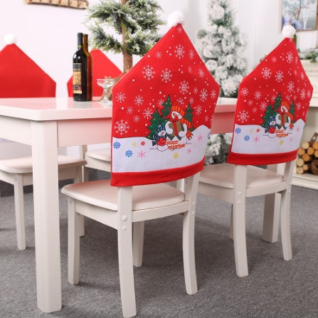 Новогодний чехол на стул Снеговики 1 штука 48 на 55 см разноцветный Киев - изображение 3