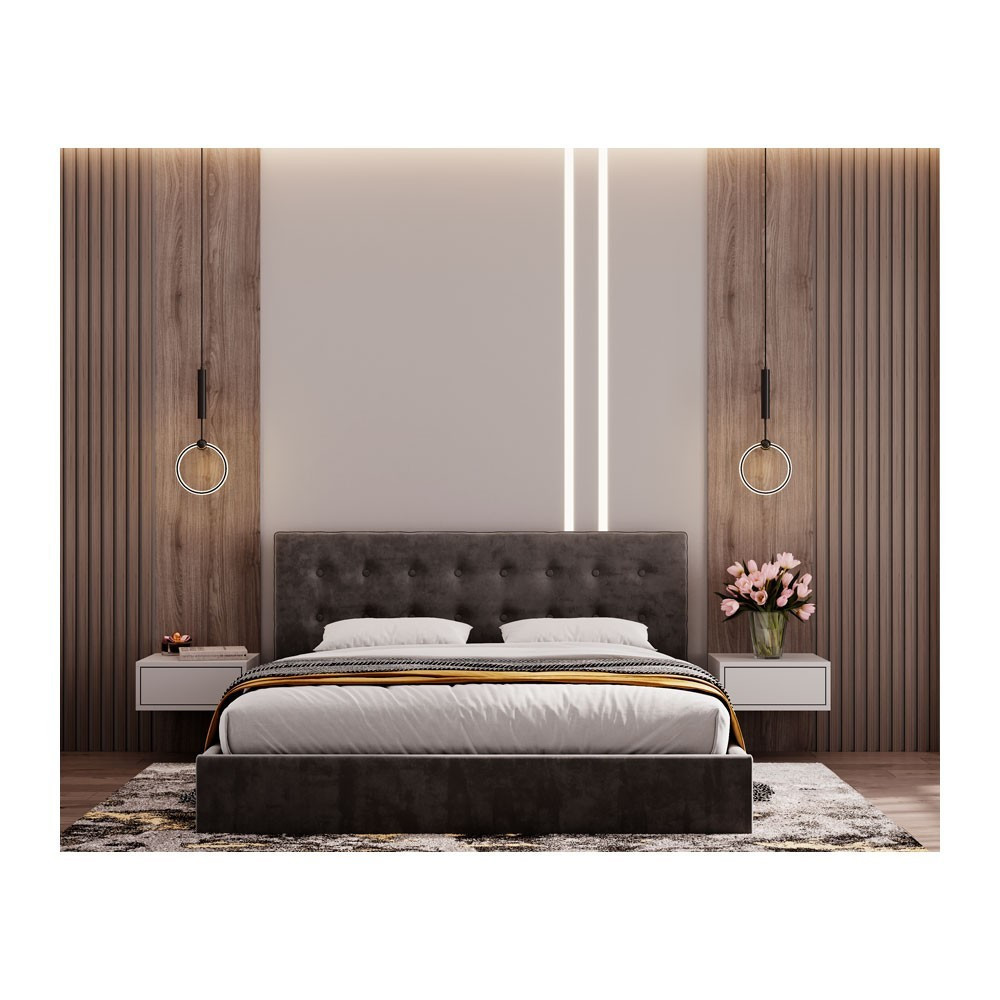 Ліжко NicoleDesign Simple VIP з додатковою металевою цільнозварною рамою 140x200 графіт Київ - фото 3