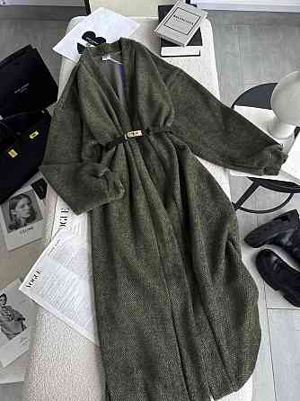 Жіночий затишний оверсайз кардиган із поясом альпака Хакі Одеса