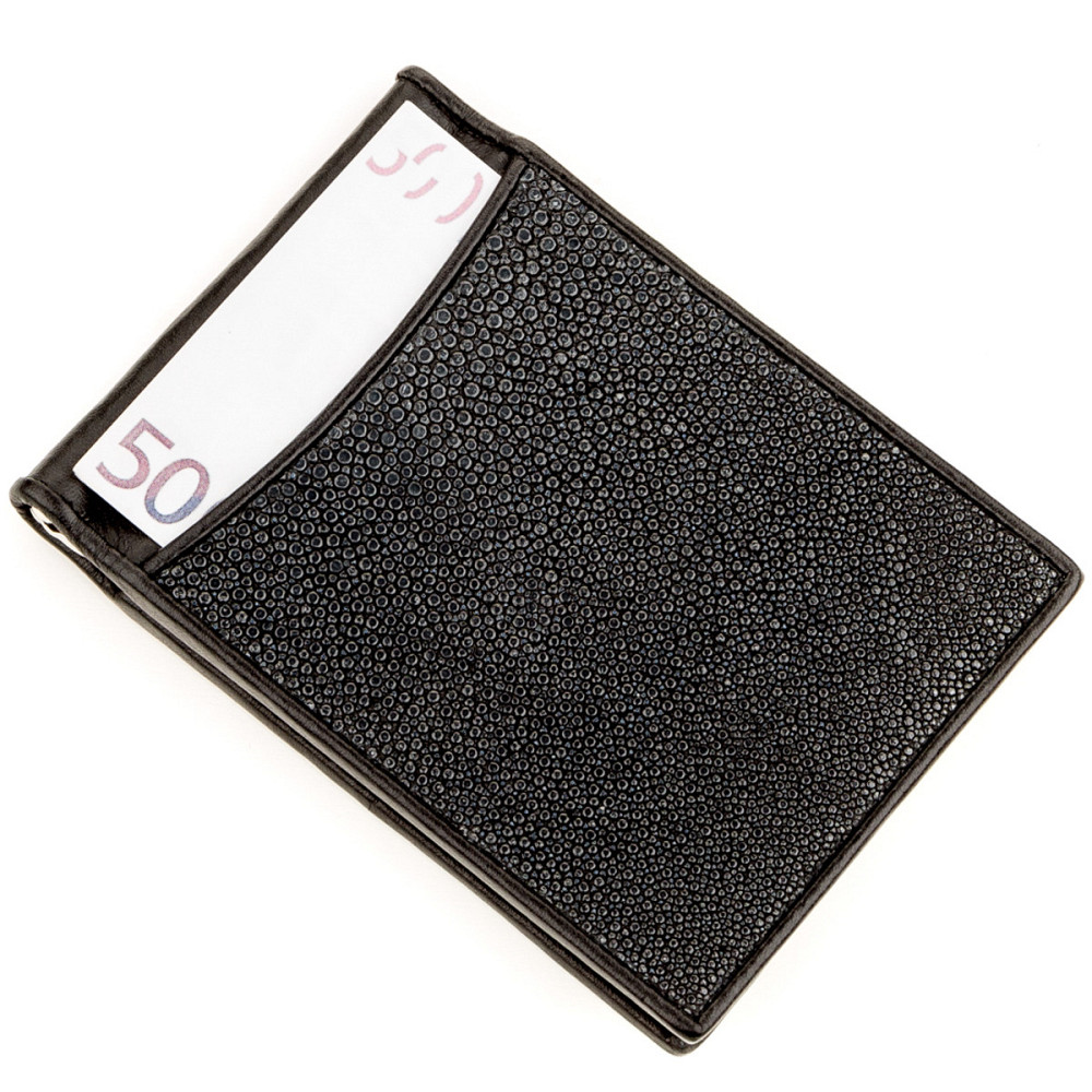 Зажим для денег STINGRAY LEATHER 18293 из натуральной кожи морского ската Черный Киев - изображение 9