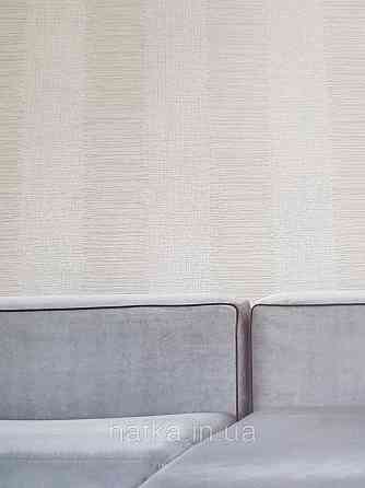 Шпалери метрові вінілові на флізелін Grandeco Poem смуги широкі структурні сіро-коричневі сріблясті Київ