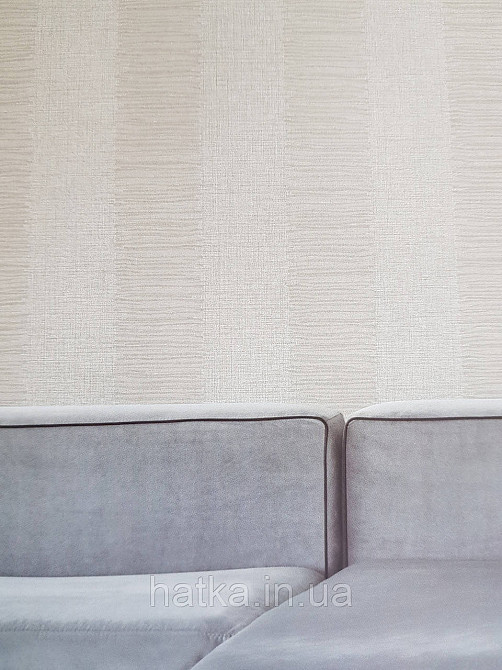 Шпалери метрові вінілові на флізелін Grandeco Poem смуги широкі структурні сіро-коричневі сріблясті Київ - фото 1